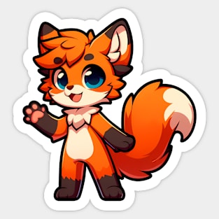 Cute Chibi Fox Anthro Furry Art Sticker